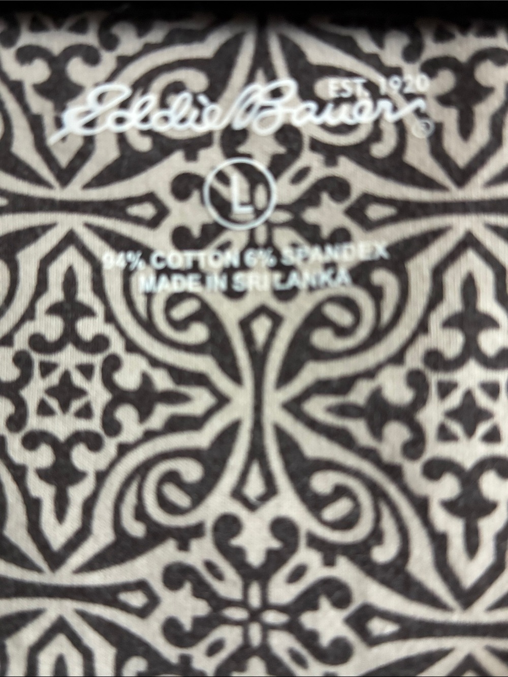 Eddie Bauer Black and Cream Patterned Cotton Top - Picture 2 of 4
